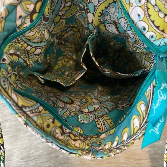 VERA BRADLEY Peacock Zipper Hipster Crossbody Y2K Green Turquoise Paisley 2007 - Picture 12 of 14